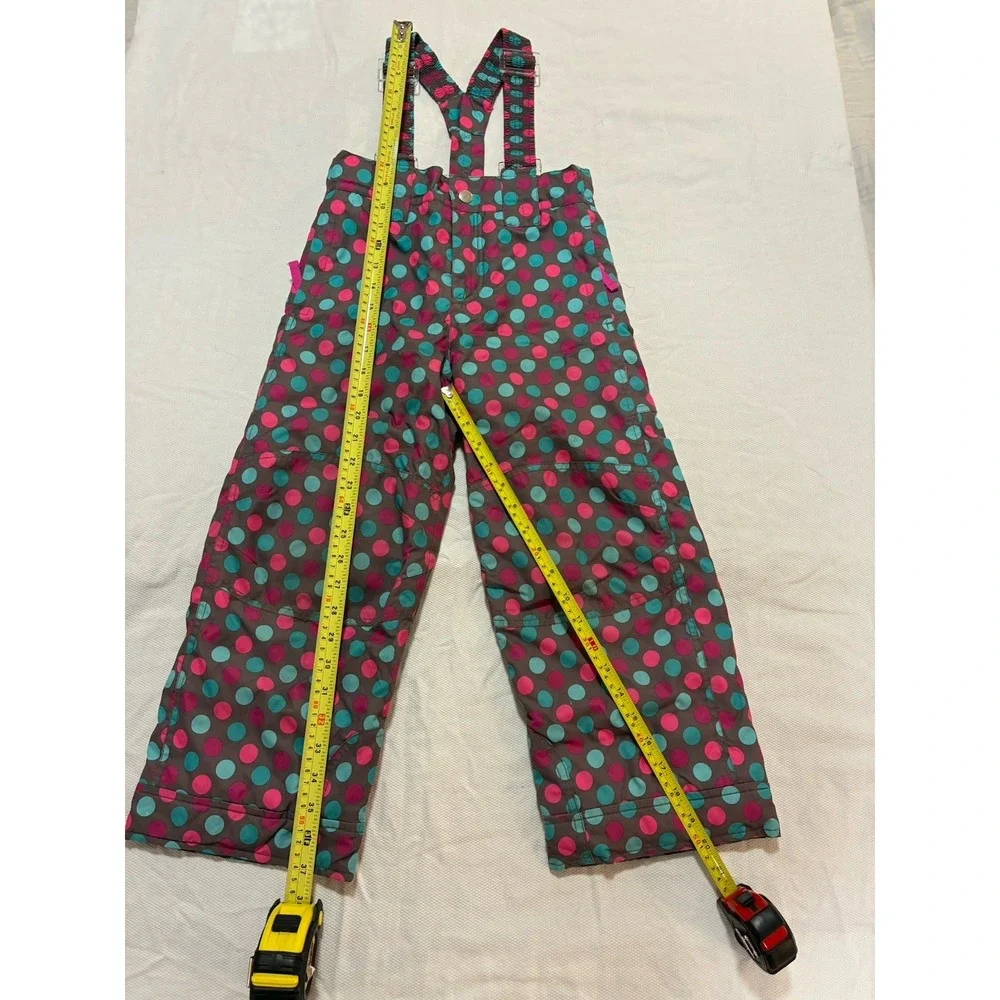 Garnet Hill Kids Snow‎ Pants Size 6 Polka Dot Insulated Bibs Pink Blue Brown